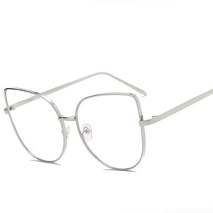 Oversize Women Metal Cat Eye Glasses