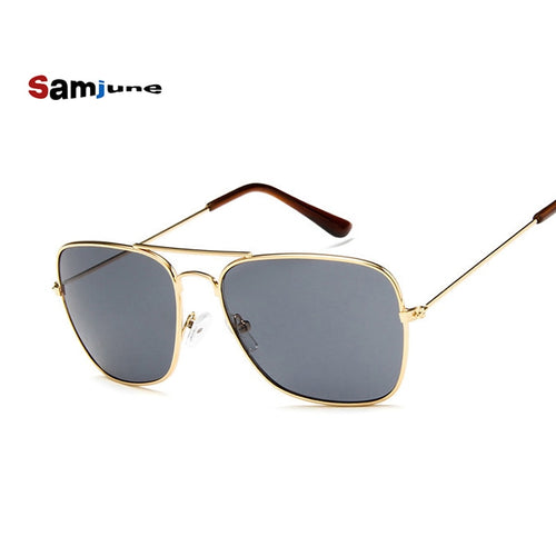 Samjune Men Square Flat Lenses Aviation Sunglasses
